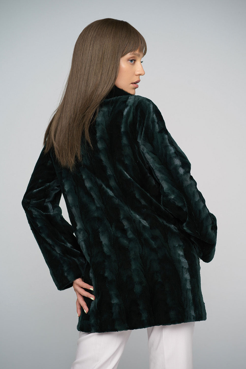 Olive Genuine Mink Fur Midi Coat-Fur Coats-Buy Me Fur Ltd-Olive-XS-Genuine Mink Fur-Urbanheer