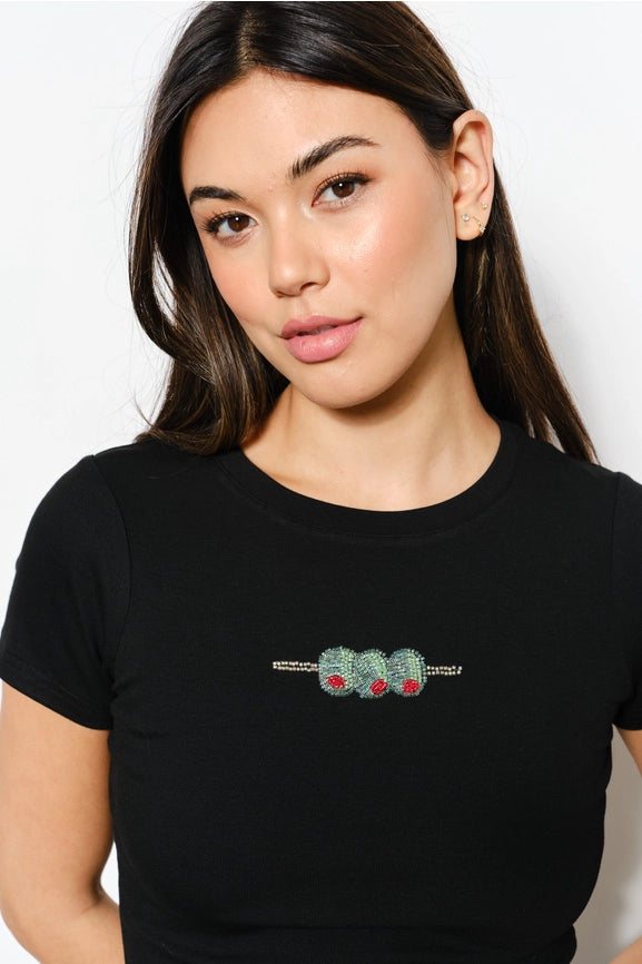 Olives Bead Tee Black-Tee-Pretty Garbage-S-Black-Urbanheer