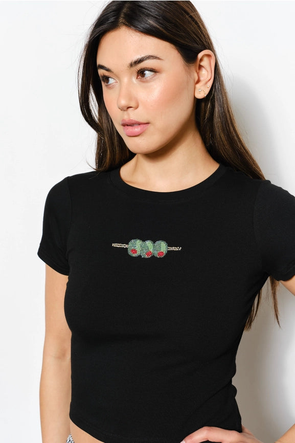 Olives Bead Tee Black-Tee-Pretty Garbage-S-Black-Urbanheer