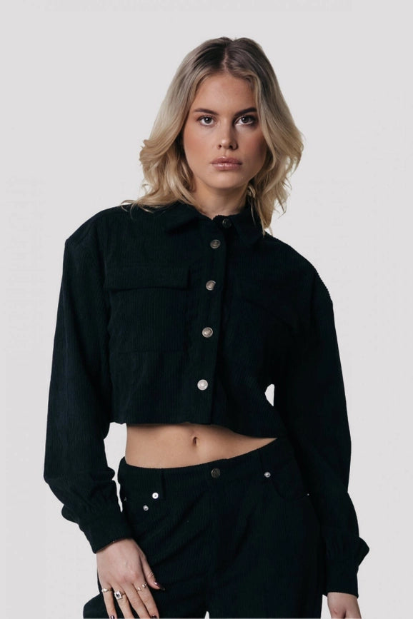 Olle Corduroy Blouse | Black-Blouse-Colourful Rebel-XXS-Black-Urbanheer