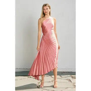 Olympia Asymmetrical Pleated Maxi Dress