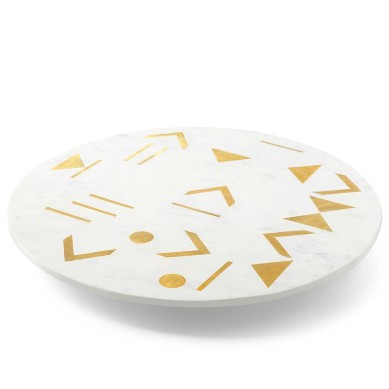 Olympia Marble Lazy Susan, 16"-Turn table-GAURI KOHLI-16 x 16 x 2 in (40.6 x 40.6 x 5.1 cm)-Urbanheer