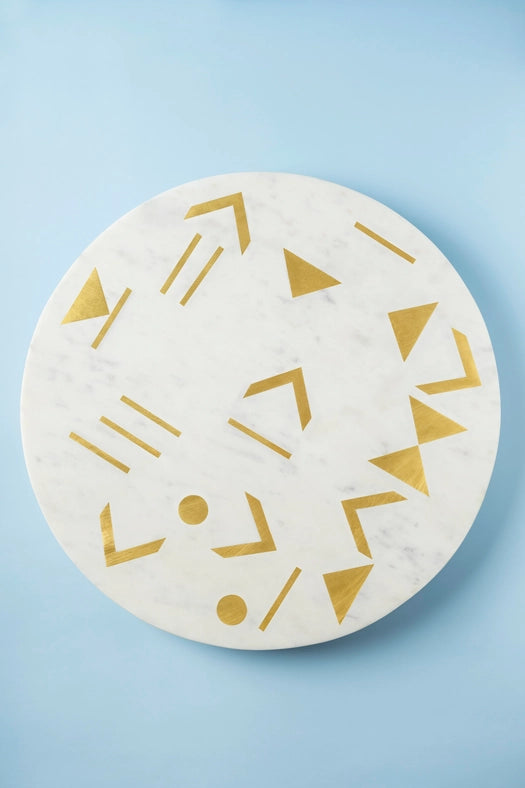 Olympia Marble Lazy Susan, 16"-Turn table-GAURI KOHLI-16 x 16 x 2 in (40.6 x 40.6 x 5.1 cm)-Urbanheer