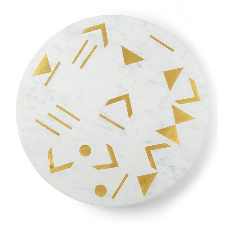 Olympia Marble Lazy Susan, 16"-Turn table-GAURI KOHLI-16 x 16 x 2 in (40.6 x 40.6 x 5.1 cm)-Urbanheer