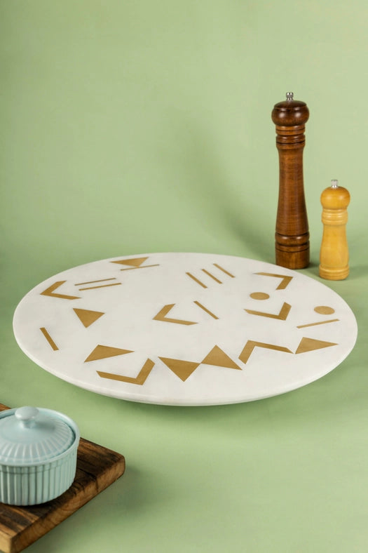 Olympia Marble Lazy Susan, 16"-Turn table-GAURI KOHLI-16 x 16 x 2 in (40.6 x 40.6 x 5.1 cm)-Urbanheer