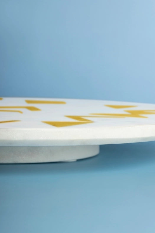 Olympia Marble Lazy Susan, 16"-Turn table-GAURI KOHLI-16 x 16 x 2 in (40.6 x 40.6 x 5.1 cm)-Urbanheer