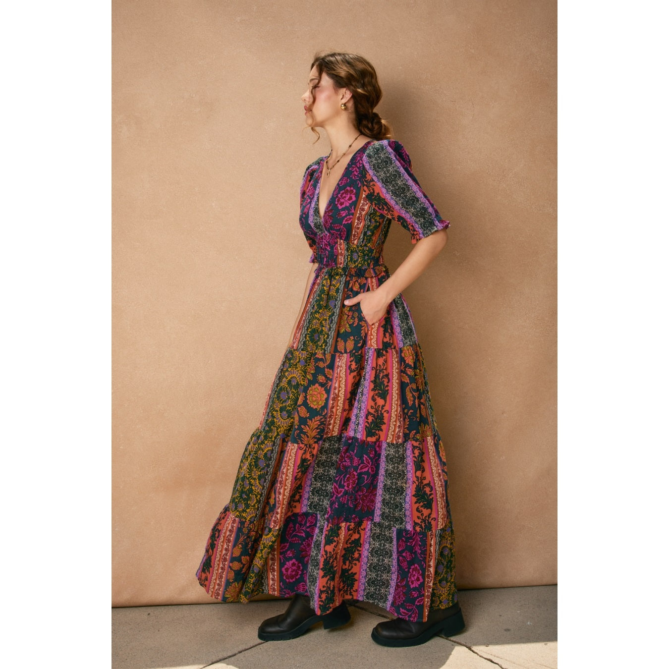 On the Road Cinched Waist Maxi Dress