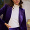 One Button Plain Velvet Fitted Jacket Purple-Jacket-Attentif Paris-S-Urbanheer