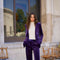 One Button Plain Velvet Fitted Jacket Purple-Jacket-Attentif Paris-S-Urbanheer