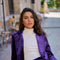 One Button Plain Velvet Fitted Jacket Purple-Jacket-Attentif Paris-S-Urbanheer