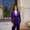 One Button Plain Velvet Fitted Jacket Purple-Jacket-Attentif Paris-S-Urbanheer