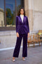 One Button Plain Velvet Fitted Jacket Purple-Jacket-Attentif Paris-S-Urbanheer