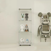 One Door Glass Cabinet Glass Display Cabinet with 3 Shelves, White-UH Decor-Default-Urbanheer