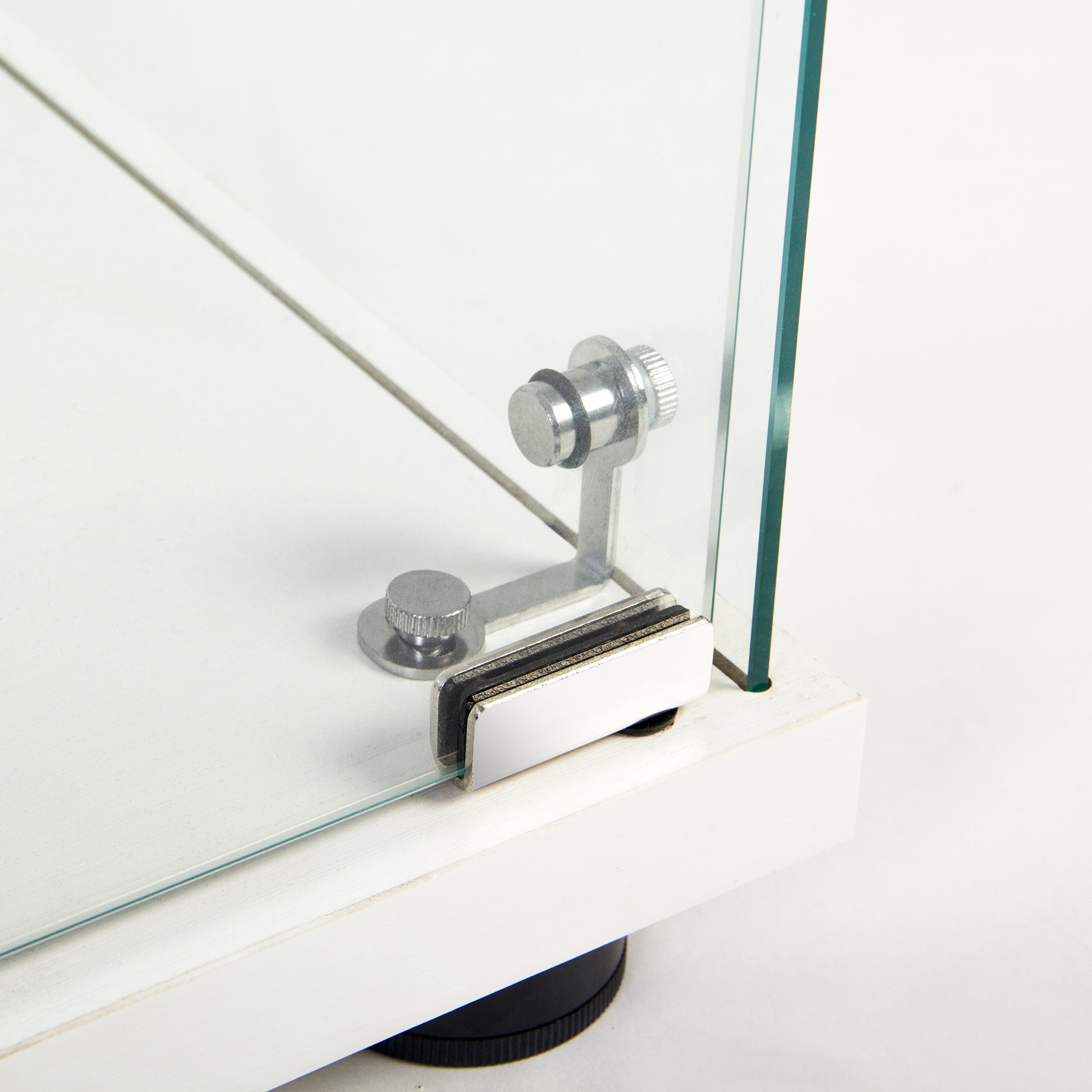 One Door Glass Cabinet Glass Display Cabinet with 3 Shelves, White-UH Decor-Default-Urbanheer