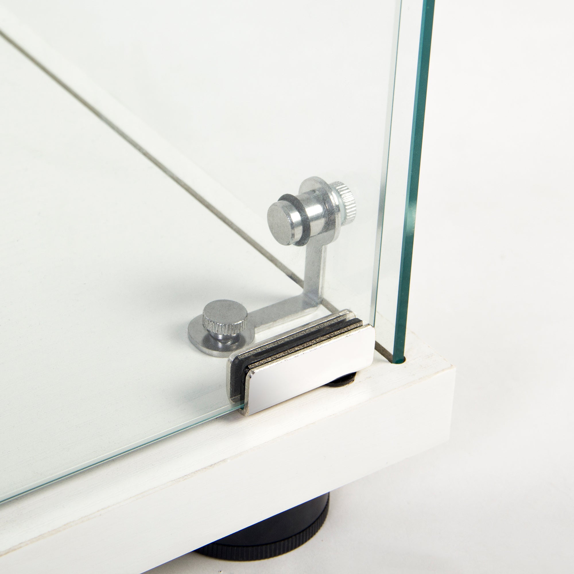 One Door Glass Cabinet Glass Display Cabinet with 3 Shelves, White-UH Decor-Default-Urbanheer