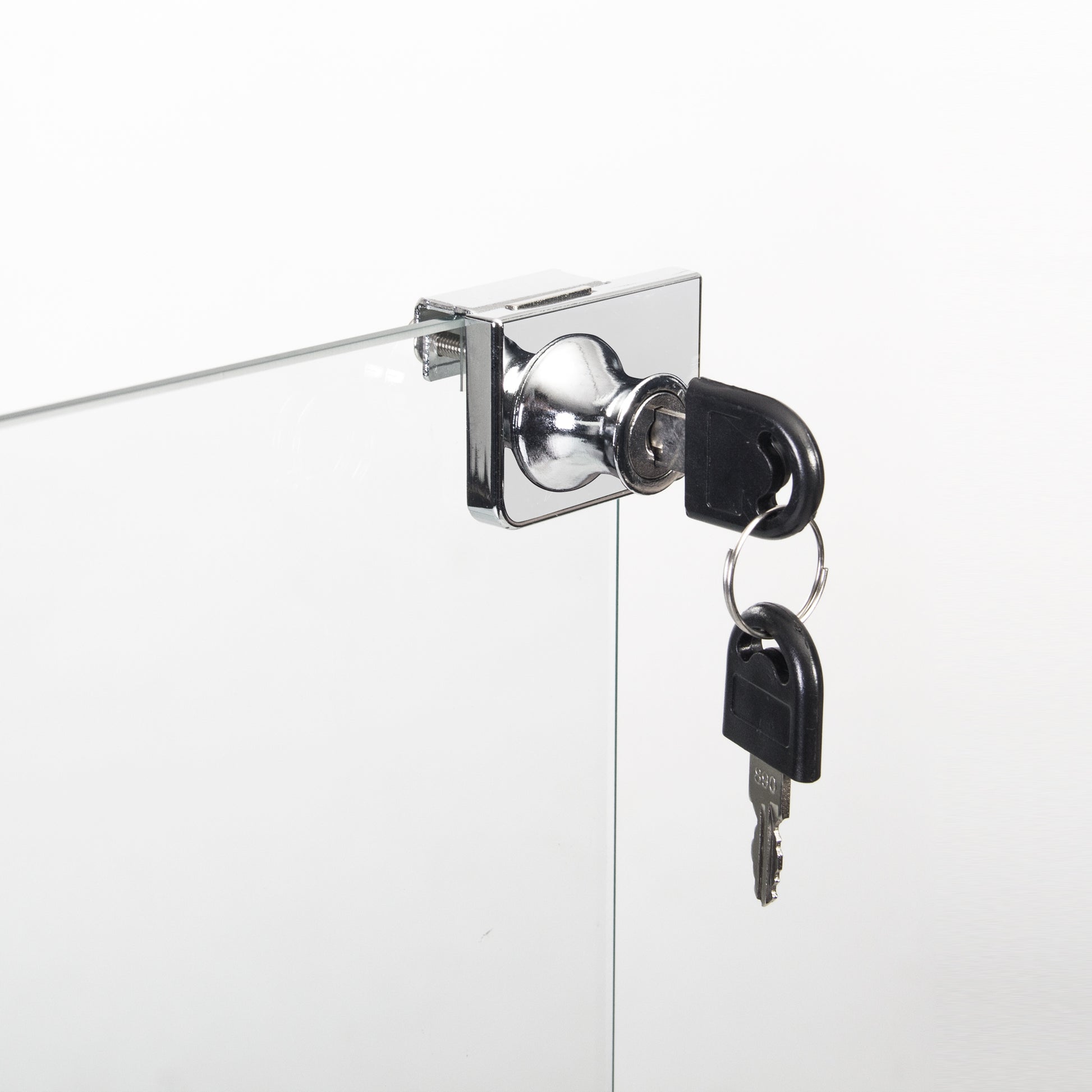 One Door Glass Cabinet Glass Display Cabinet with 3 Shelves, White-UH Decor-Default-Urbanheer