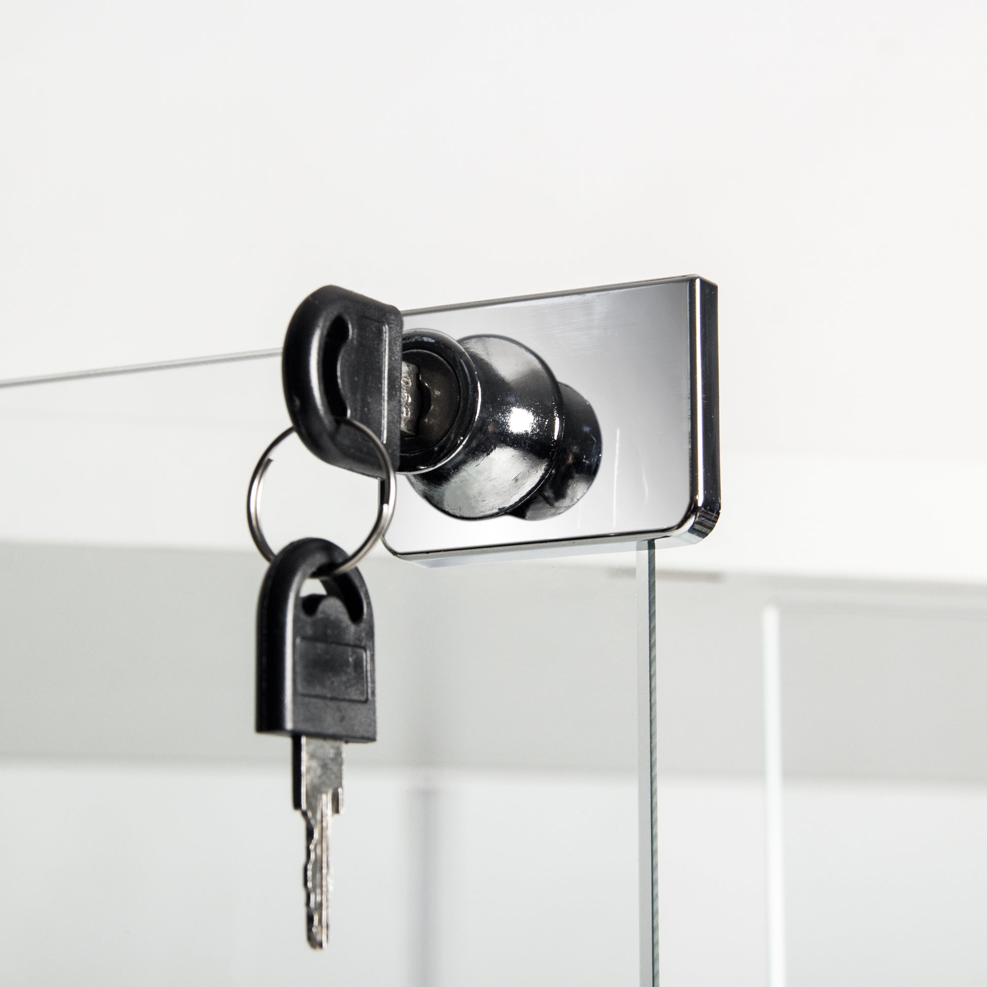 One Door Glass Cabinet Glass Display Cabinet with 3 Shelves, White-UH Decor-Default-Urbanheer