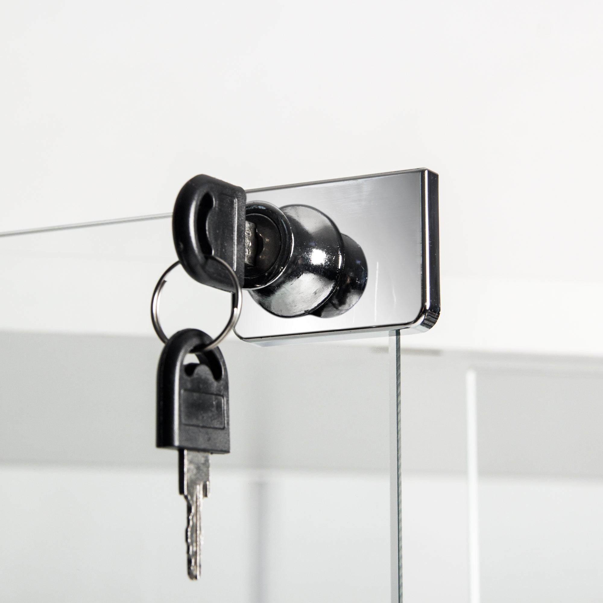 One Door Glass Cabinet Glass Display Cabinet with 3 Shelves, White-UH Decor-Default-Urbanheer