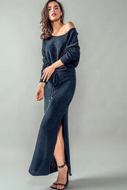 One Off Shoulder Maxi Rib Dress-Dress-Urban Daizy-S-BLACK-Urbanheer