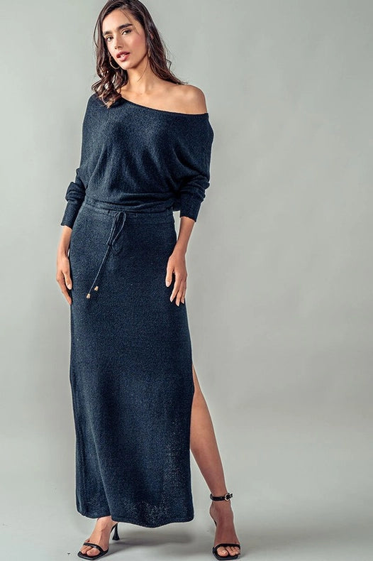 One Off Shoulder Maxi Rib Dress-Dress-Urban Daizy-S-BLACK-Urbanheer