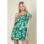 One Shoulder Ruffle Romper GREEN-Romper-AZURA-S-GREEN-Urbanheer