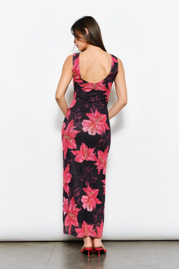 Open Back Mesh Maxi Dress-Dress-Pretty Garbage-S-Black-Urbanheer