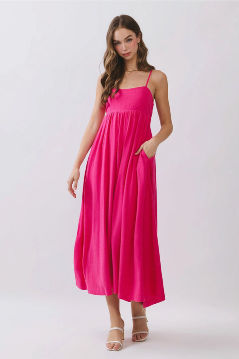 Open Back Tie Strap Detail Maxi Dress