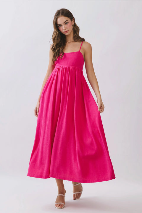 Open Back Tie Strap Detail Maxi Dress