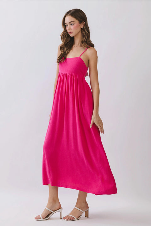 Open Back Tie Strap Detail Maxi Dress