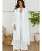Open Long Lapel Duster w/ Button Detail At Side White-Duster-MILIO MILANO-S-White-Urbanheer