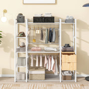 Open-Style Wardrobe with Hanging Rails, Shelves and Drawers, White-UH Decor-Default-Urbanheer