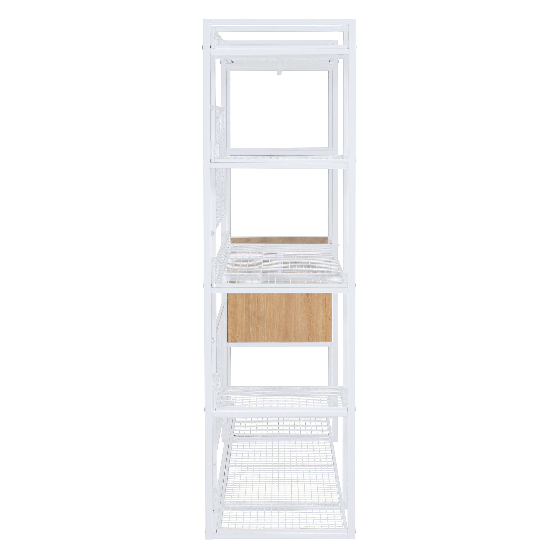 Open-Style Wardrobe with Hanging Rails, Shelves and Drawers, White-UH Decor-Default-Urbanheer