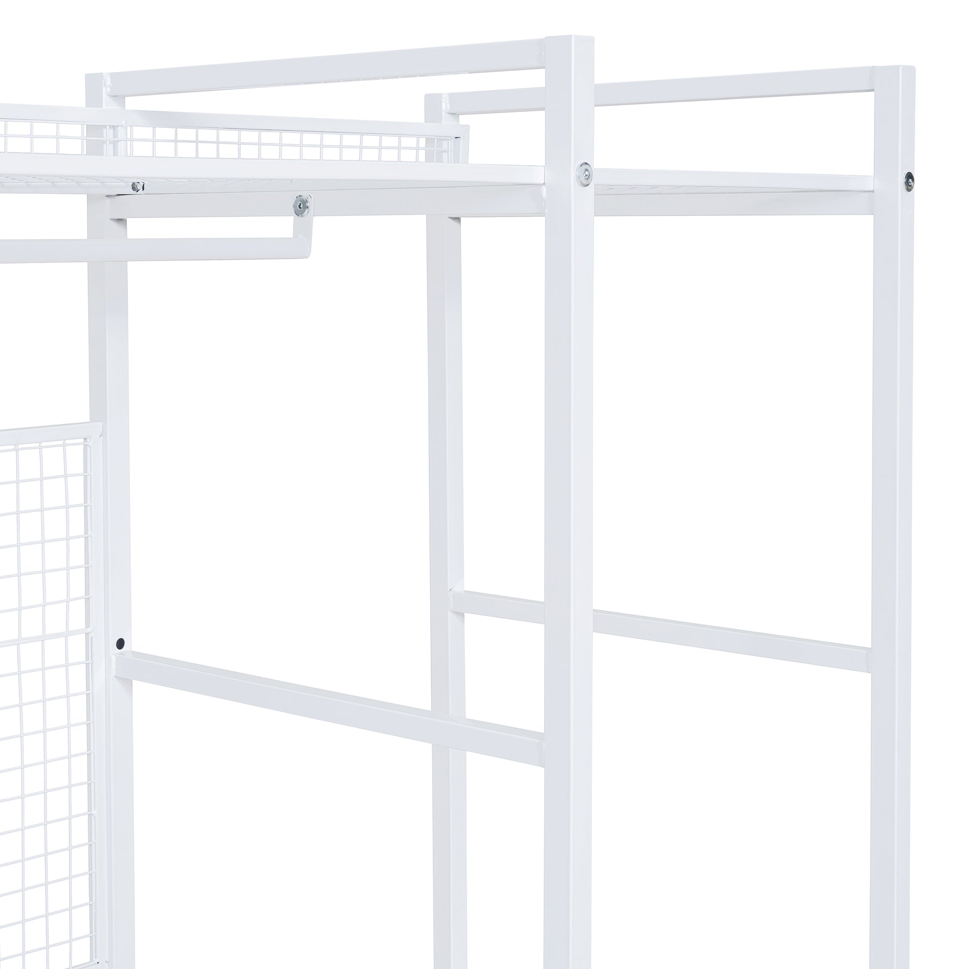 Open-Style Wardrobe with Hanging Rails, Shelves and Drawers, White-UH Decor-Default-Urbanheer
