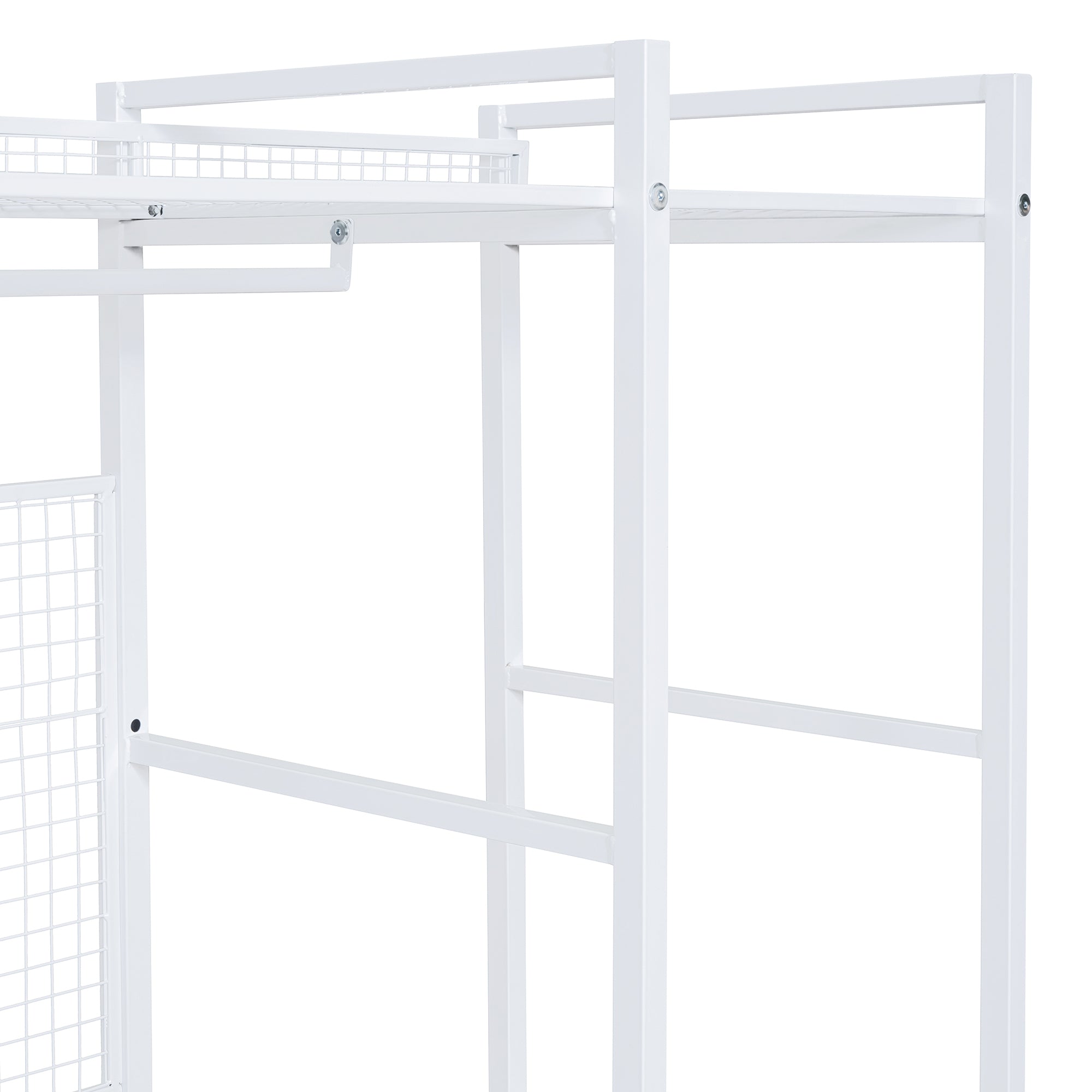 Open-Style Wardrobe with Hanging Rails, Shelves and Drawers, White-UH Decor-Default-Urbanheer