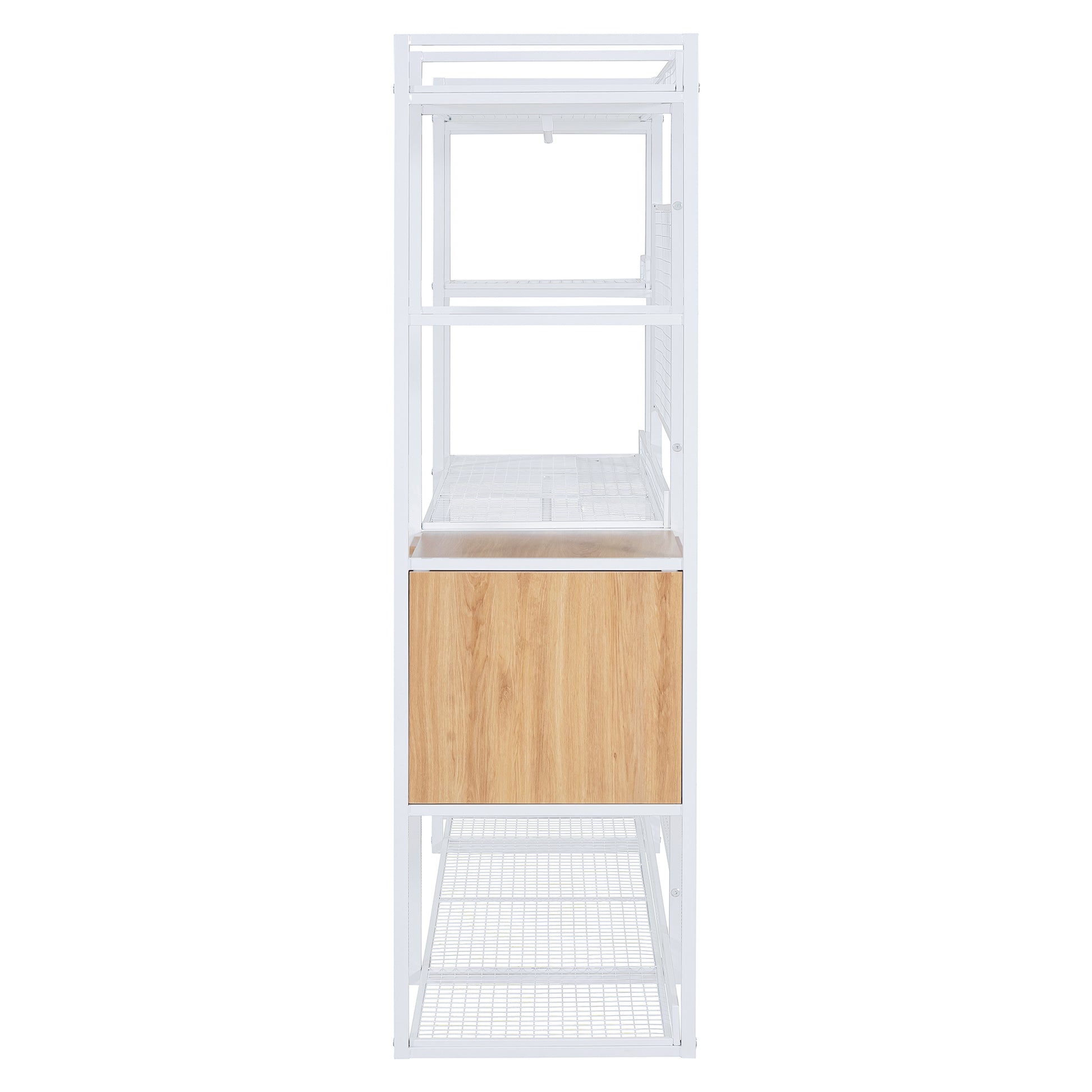 Open-Style Wardrobe with Hanging Rails, Shelves and Drawers, White-UH Decor-Default-Urbanheer