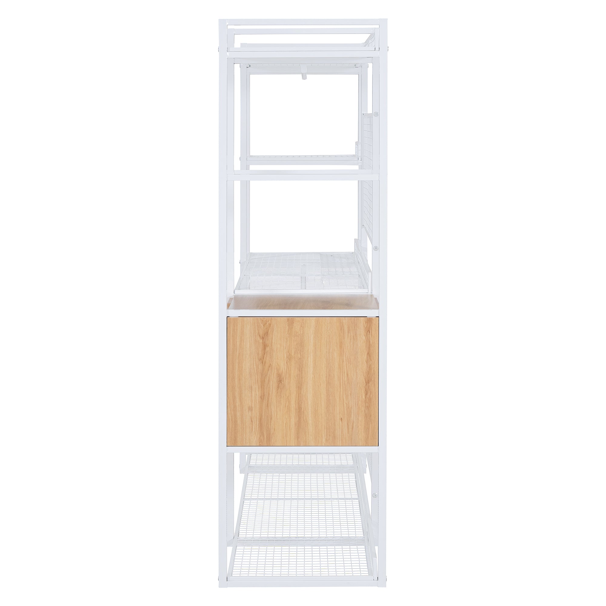 Open-Style Wardrobe with Hanging Rails, Shelves and Drawers, White-UH Decor-Default-Urbanheer