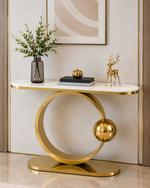 Orbita Luxe Marble & Steel Console Table