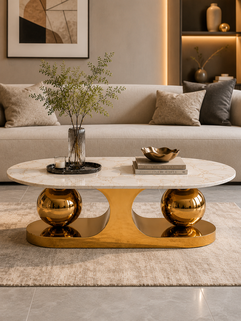 Orbital Marble & Steel Coffee Table