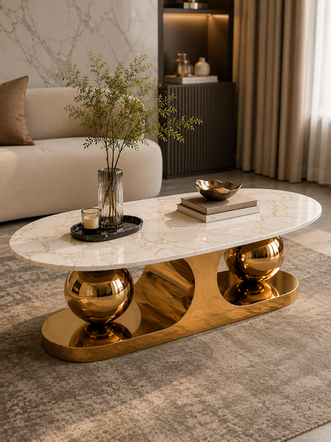 Orbital Marble & Steel Coffee Table
