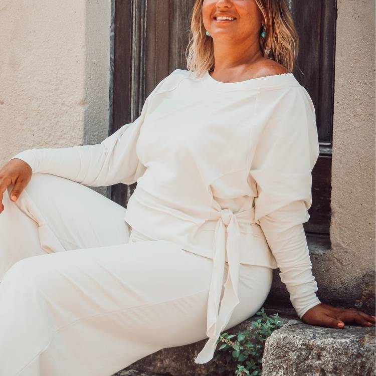 Organic Cotton Sweater Knot - Ivory-Sweater-Soul Factory-S/M-Urbanheer