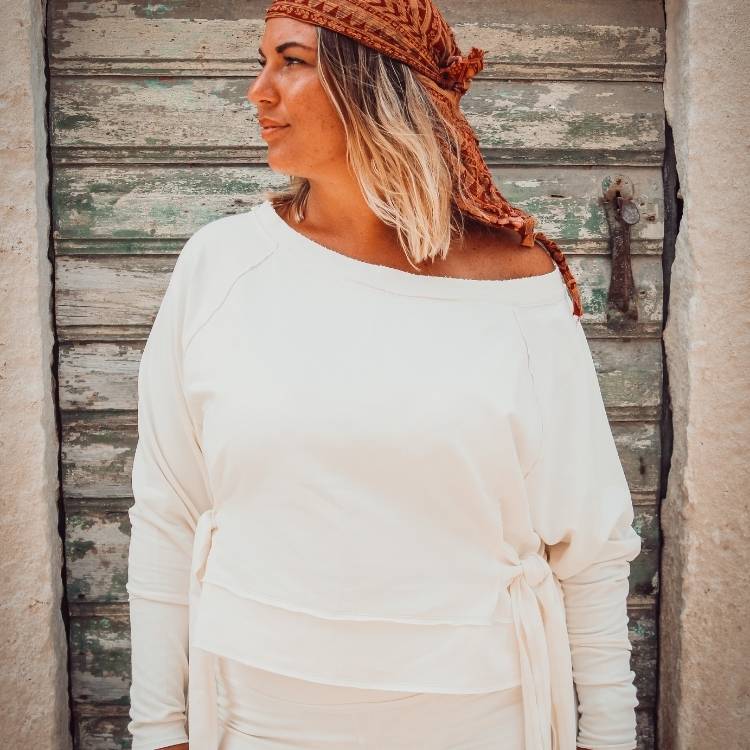 Organic Cotton Sweater Knot - Ivory-Sweater-Soul Factory-S/M-Urbanheer