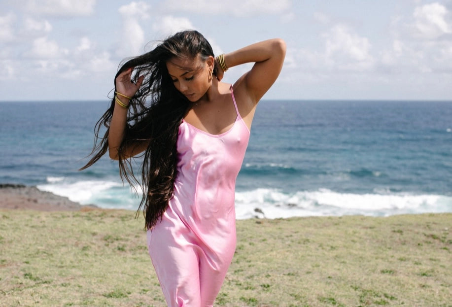 Organic Mulberry Silk Slip Dress in Cosmos-Dress-Ocean Prairie-S-Urbanheer