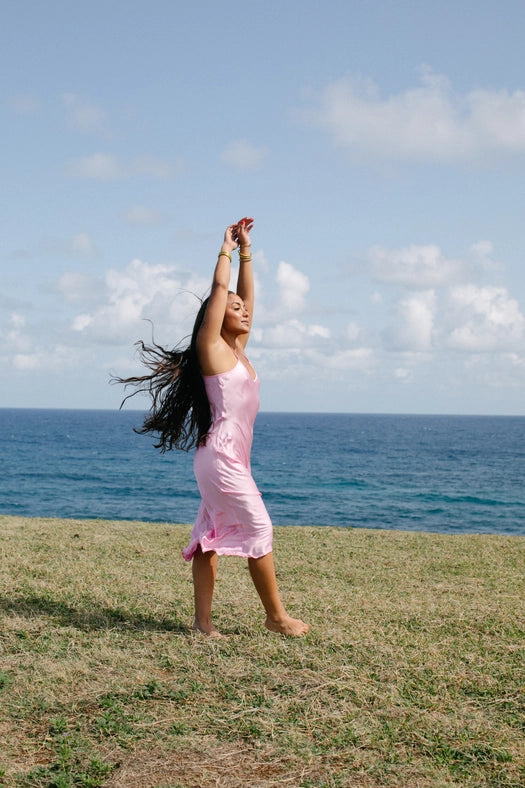 Organic Mulberry Silk Slip Dress in Cosmos-Dress-Ocean Prairie-S-Urbanheer