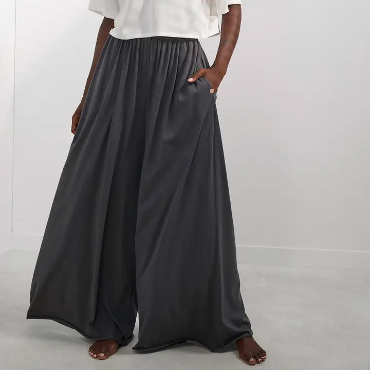 Organic Pima Wide Leg Pant Meditative Grey-Pant-LUNYA-XS-Meditative Grey-Urbanheer