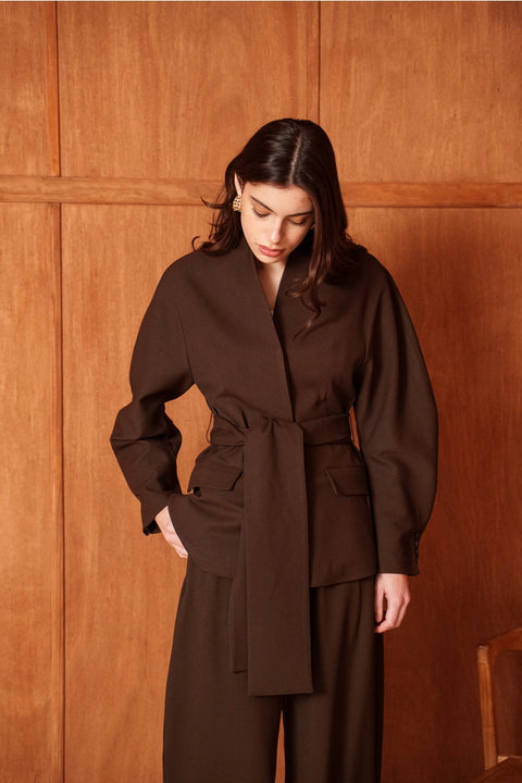 Ori Belted Kimono-Style Jacket