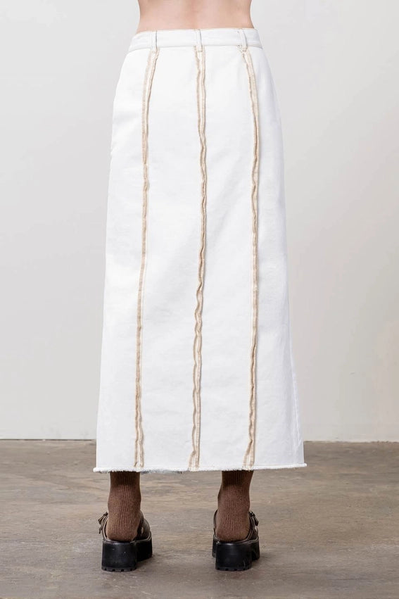 Overlock Midi Skirt-Skirts-Moon River-XS-IVORY-Urbanheer