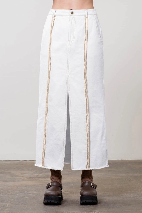 Overlock Midi Skirt-Skirts-Moon River-XS-IVORY-Urbanheer