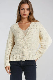 Oversized Chunky Knit Cardigan in Cream with Sequin Detail-Cardigan-Q2-One Size-White-Urbanheer