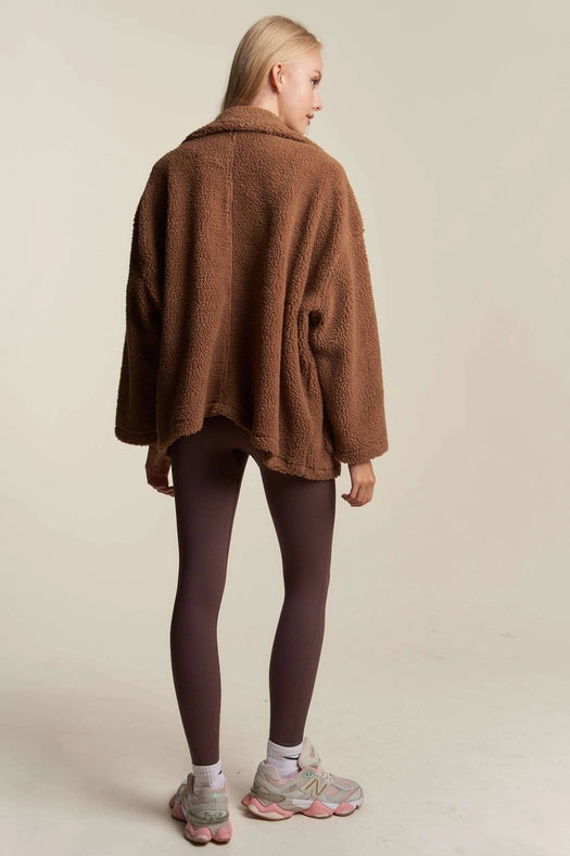 Oversized Faux Fur Zip Up Jacket with Longsleve MOCHA-Jacket-Hers & Mine-S-MOCHA-Urbanheer