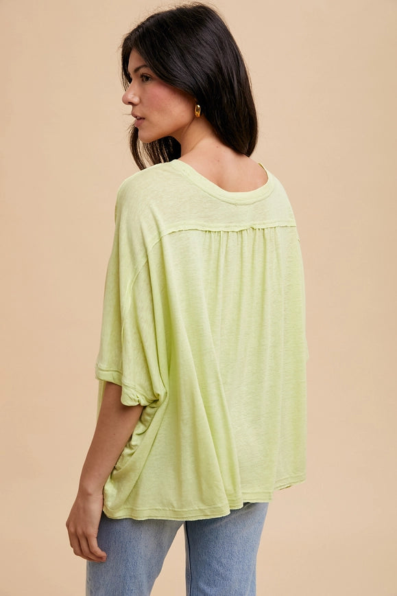 Oversized Garment Washed Dolman Tshirt Kiwi Lime-T-Shirt-In Loom-S-Urbanheer